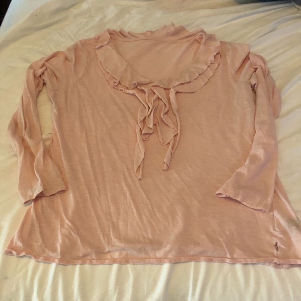 Long sleeve ruffle neck t-shirt